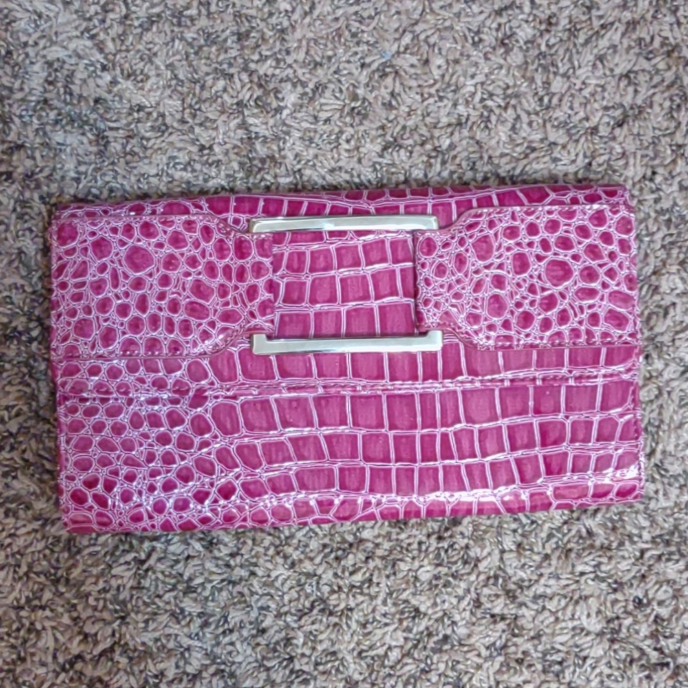 NWOT Candies pink alligator clutch